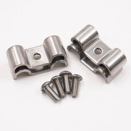 Pure Choice Motorsports Double Stainless Steel Line Clamps: 5/16" x 5/16" Clamps with 10:32 Buttonhead Screws (4 Pcs) - 8665