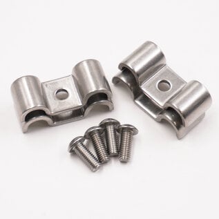 Pure Choice Motorsports Double Stainless Steel Line Clamps: 5/16" x 5/16" Clamps with 10:32 Buttonhead Screws (4 Pcs) - 8665