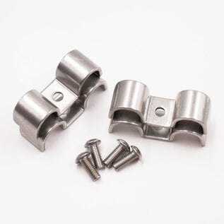 Pure Choice Motorsports Double Stainless Steel Line Clamps: 1/2" x 1/2" Clamps with 10:32 Buttonhead Screws (4 pcs) - 8670