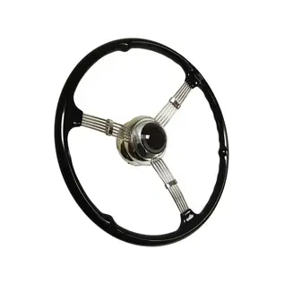 Limeworks Speed Shop 1935-37 Style 16" Banjo Steering Wheel Kit, Black Horn Cap - ST3026BLK3B