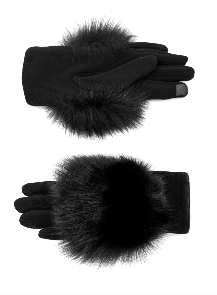 Fleece Gloves w/Fox Trim