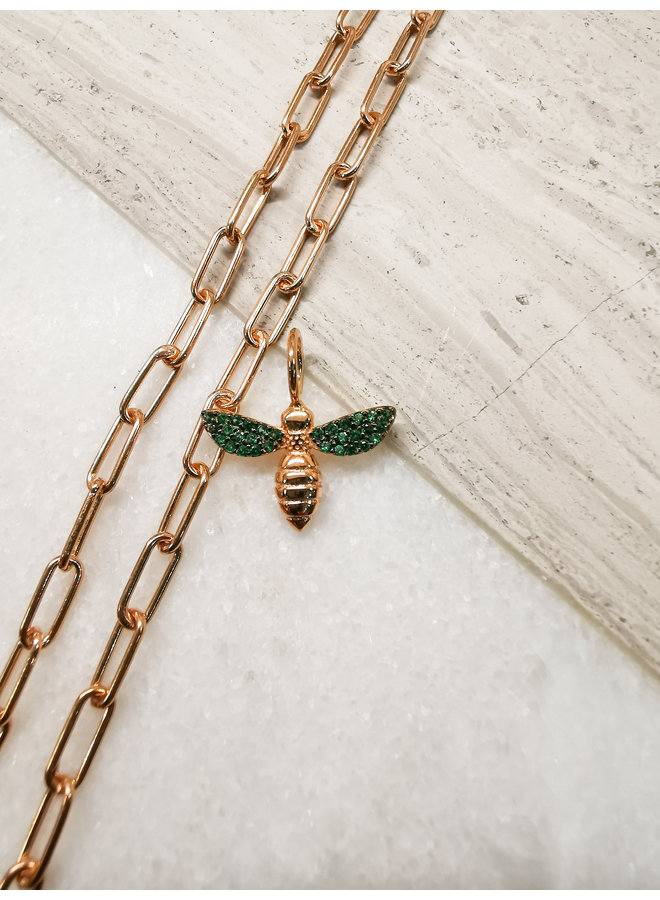 Bee Charm Rose Gold Green
