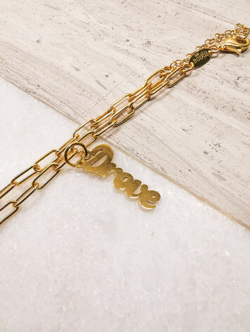 "Drove" Script Charm Yellow Gold