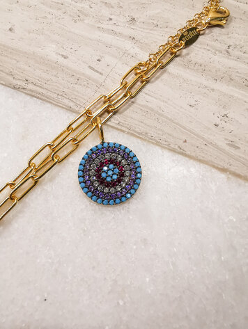 Small Round Eye Charm Yellow Gold