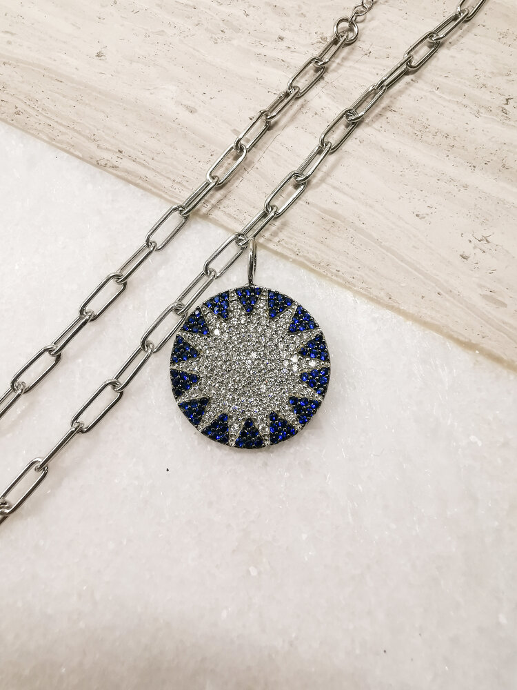 Big Sun Charm Rhodium Navy