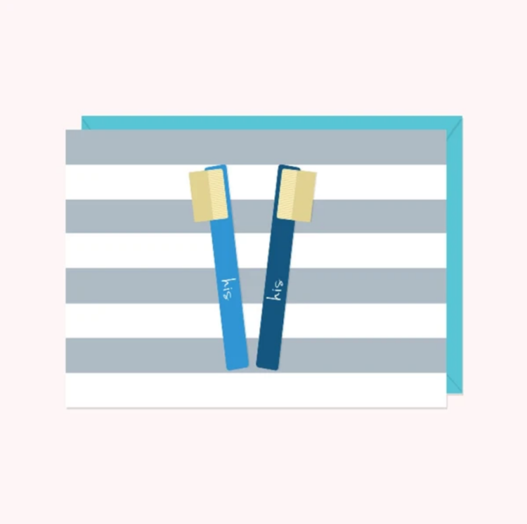 His & His Toothbrushes Card