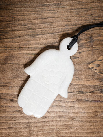 White Marble Hamsa Ornament