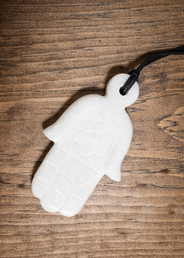 White Marble Hamsa Ornament