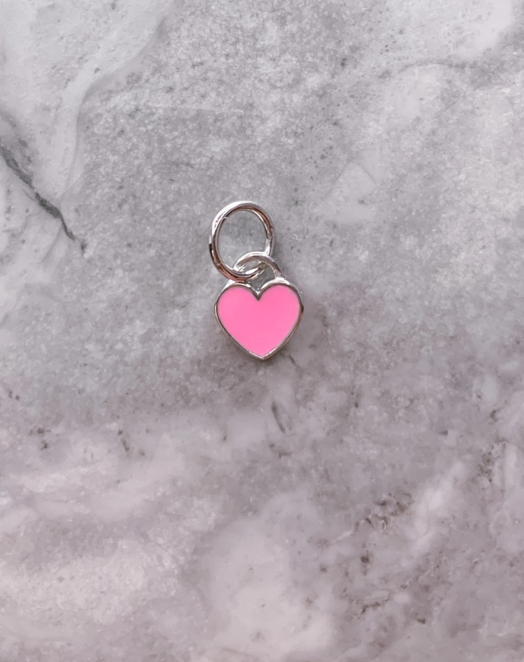 Pink Enamel Heart Charm