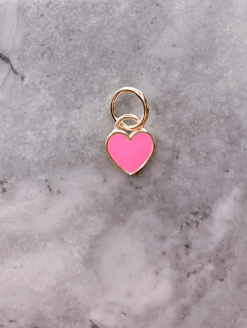Pink Enamel Heart Charm