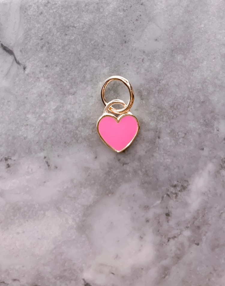 Pink Enamel Heart Charm