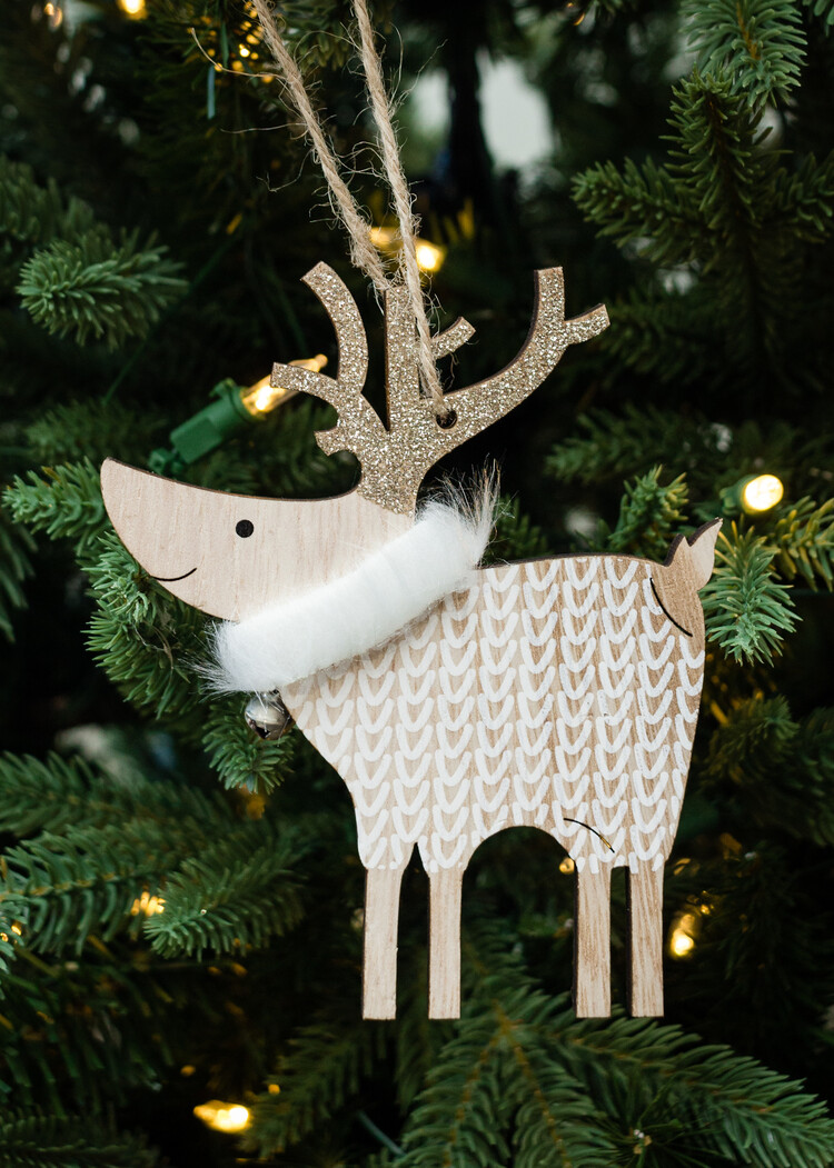 Gold Sweater Deer Ornament