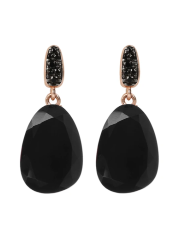 Drop Earrings w/Black Spinel & CZ