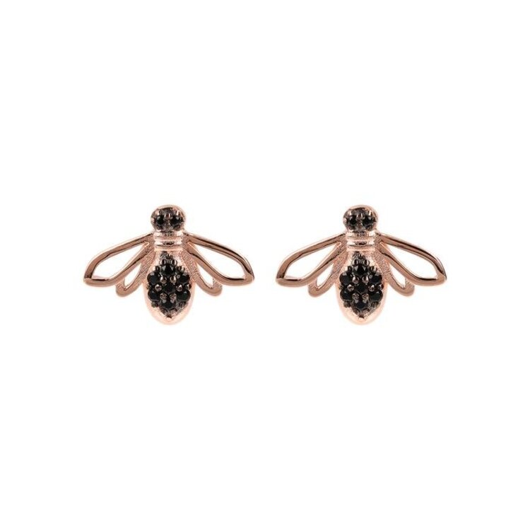 Black Spinel Bee Earrings