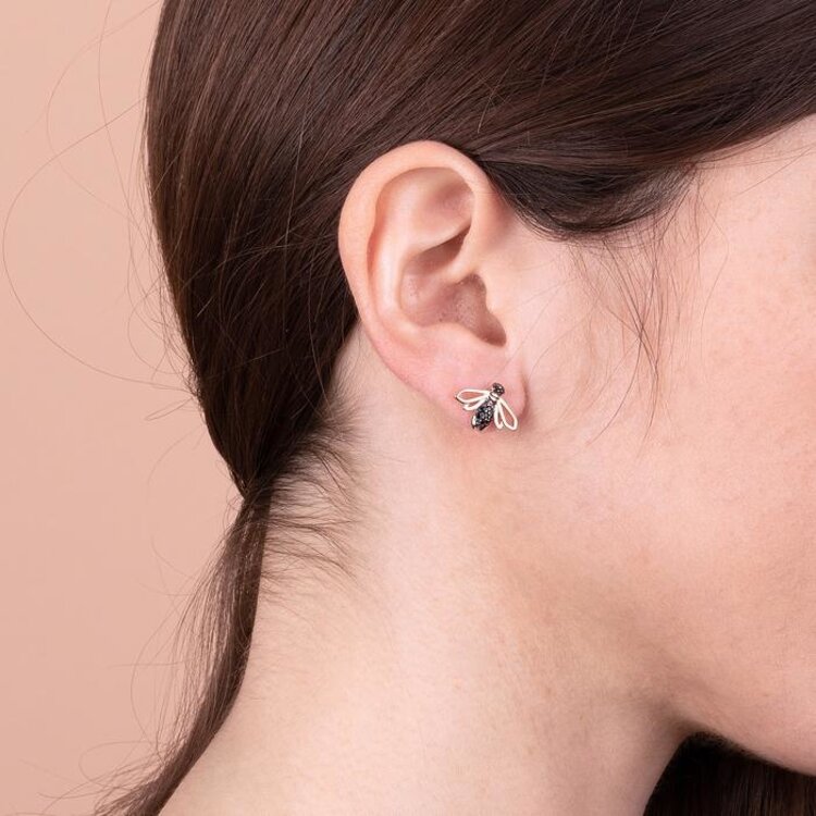 Black Spinel Bee Earrings