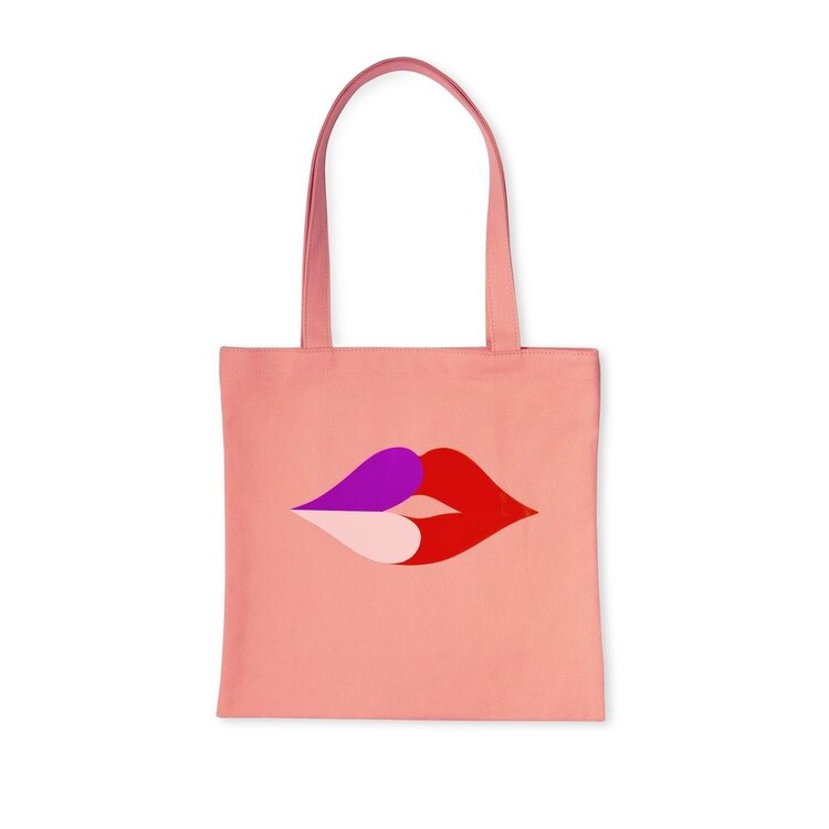 Heart Lips Canvas Tote