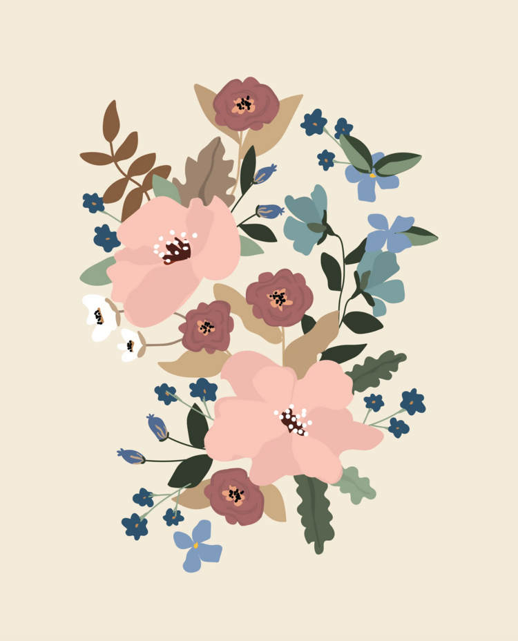 Les Fleurs Print Wall art Illustration