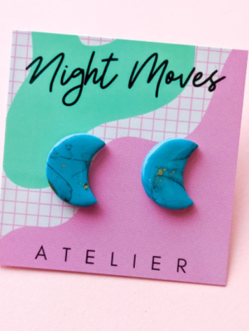 Twerk-quoise Crescent Moon Stud Earrings