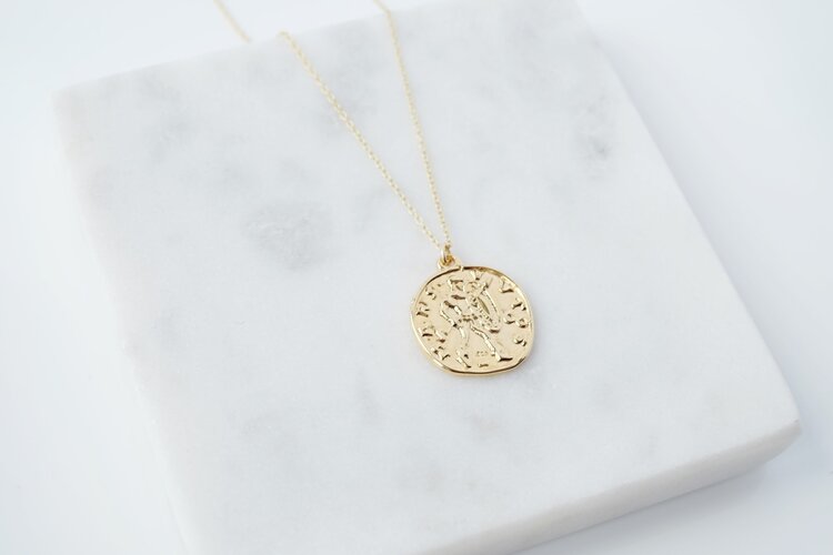Gold Mars Coin Necklace