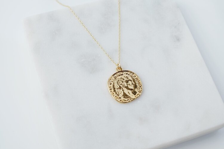 Gold Mars Coin Necklace