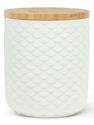 Large White Scallop Textured Canister