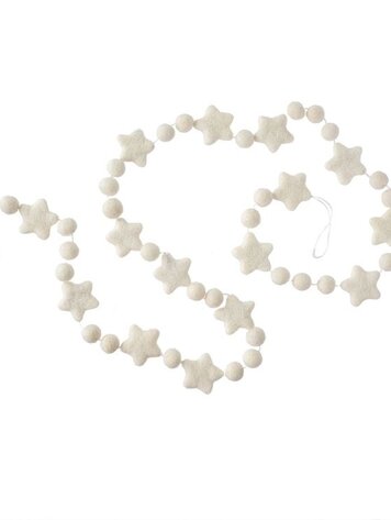 White Felt Star Pom Pom Garland