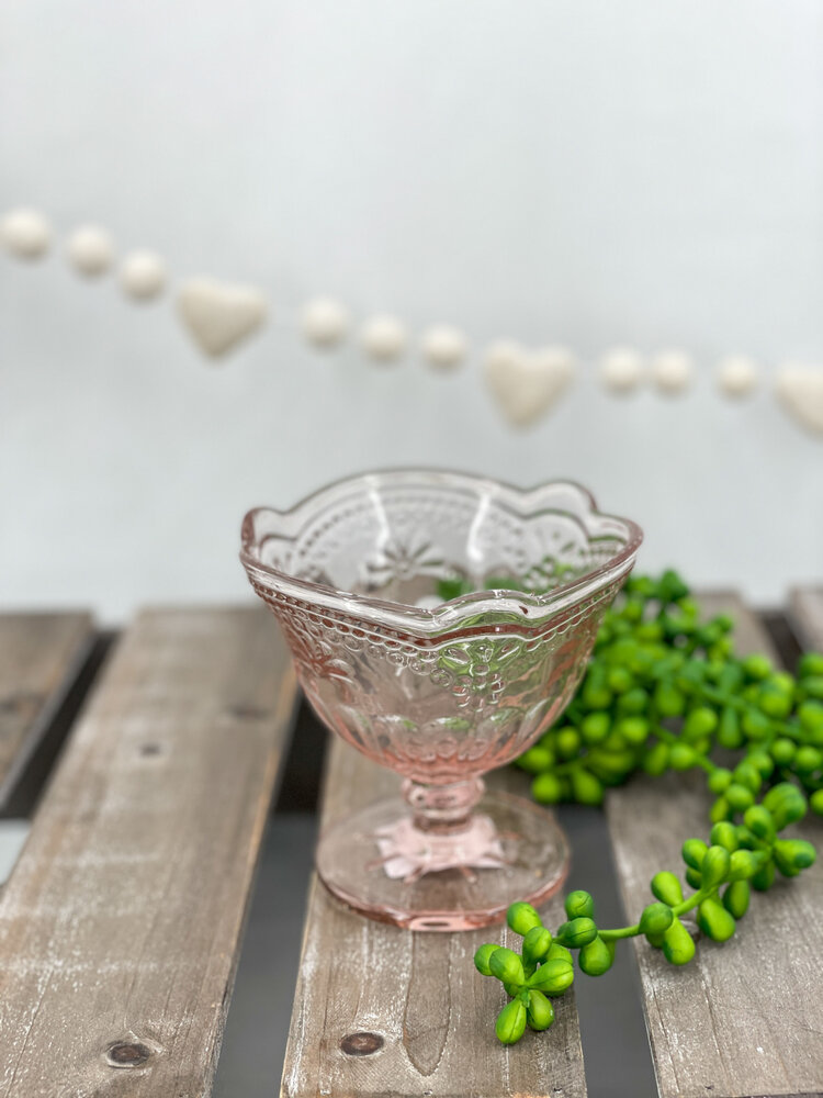 Pink Flower Pedestal Dish