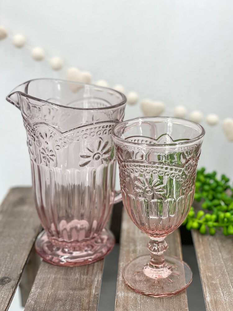 Pink Flower Pedestal Jug