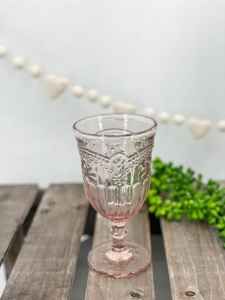 Pink Flower Wine Goblet