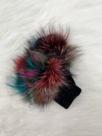 Knit Texting Gloves w/Fox Trim