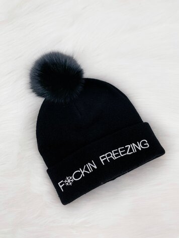 F*ckin Freezing Beanie w/Fox Pom