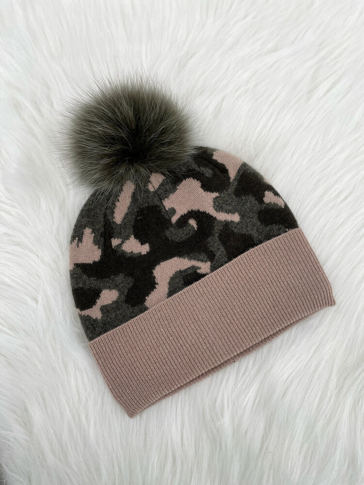 Camo Hat w/Fox Pom