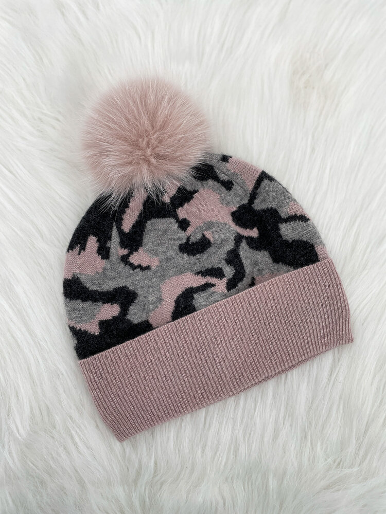 Camo Hat w/Fox Pom