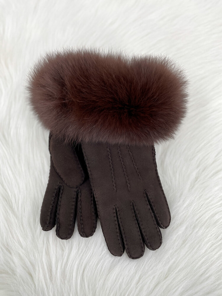 Sheepskin Gloves w/Fox Trim