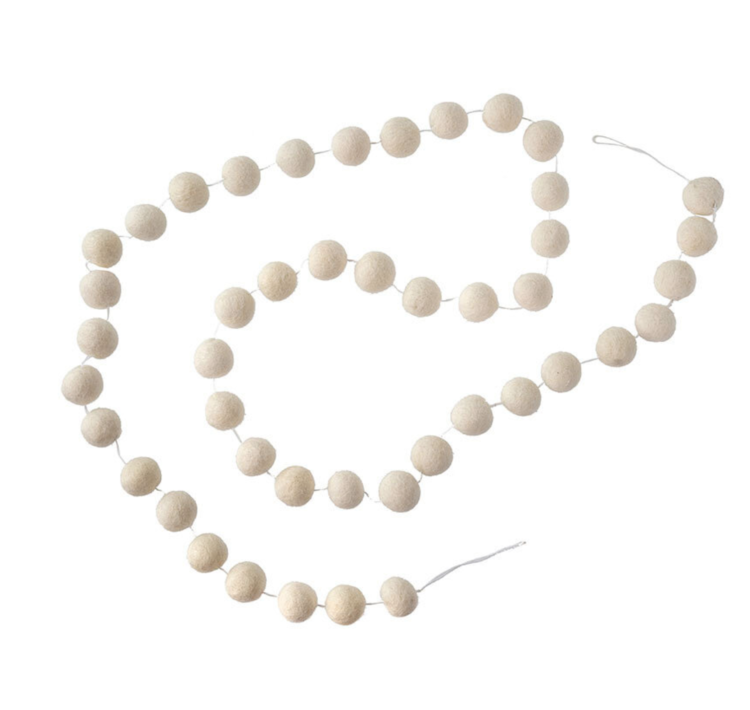 White Felt Pom Pom Garland