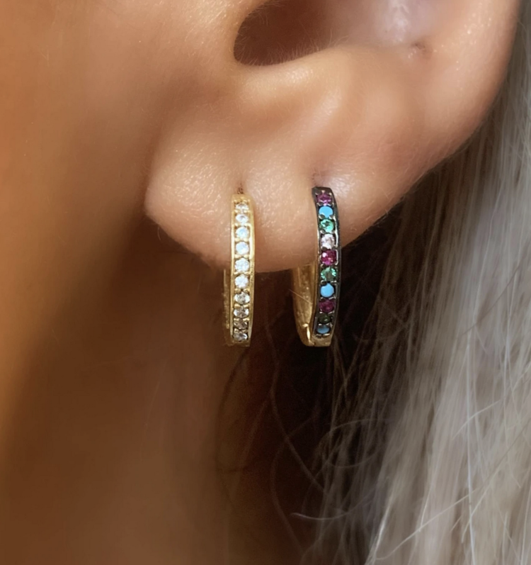 Rainbow Micro Huggie Hoops
