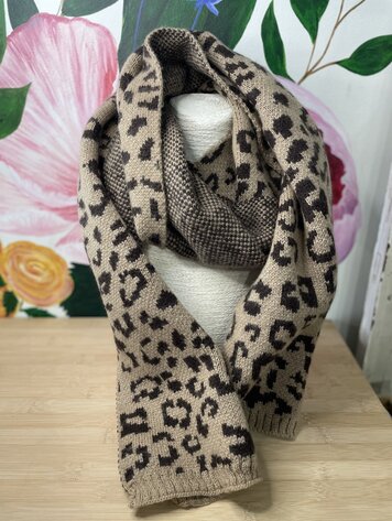 Leopard Print Taupe Scarf