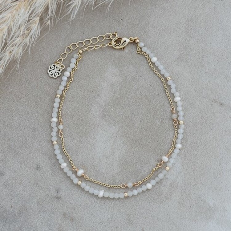Bethany Bracelet White Moonstone/White Pearl