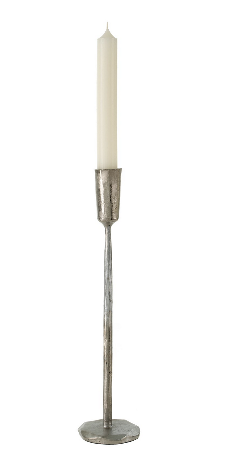 Silver Luna Forged Candlestick