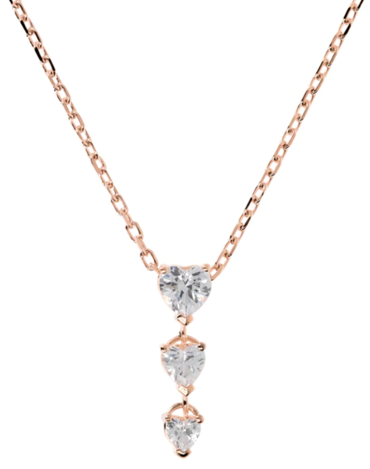 Rose Gold Three Heart Necklace