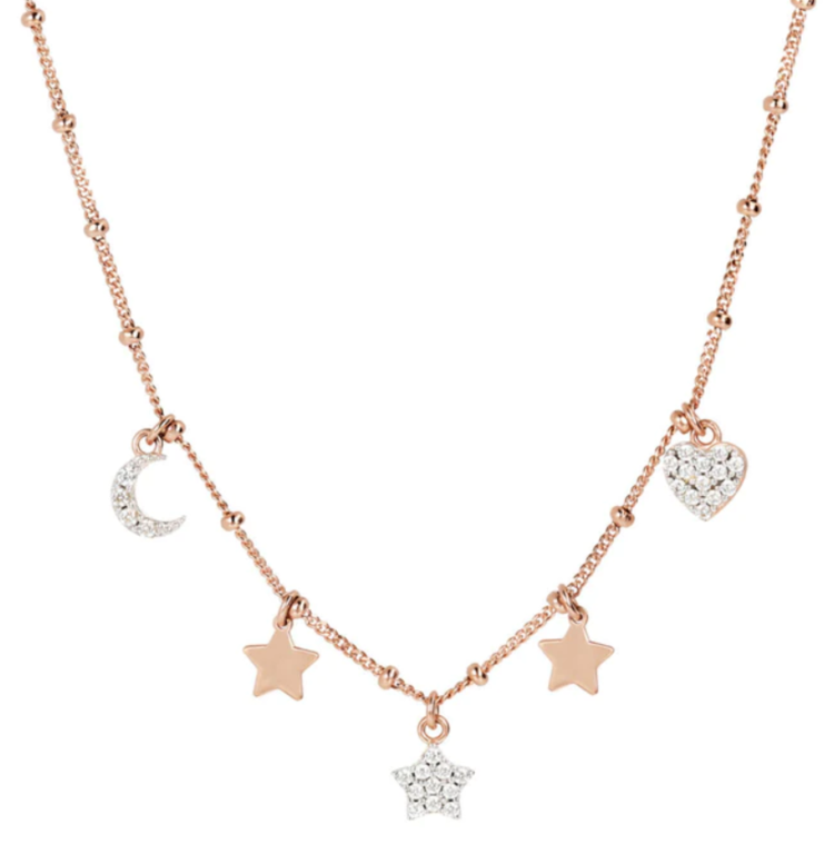 Miss Bronzallure Rose Gold Necklace w/ CZ Elements