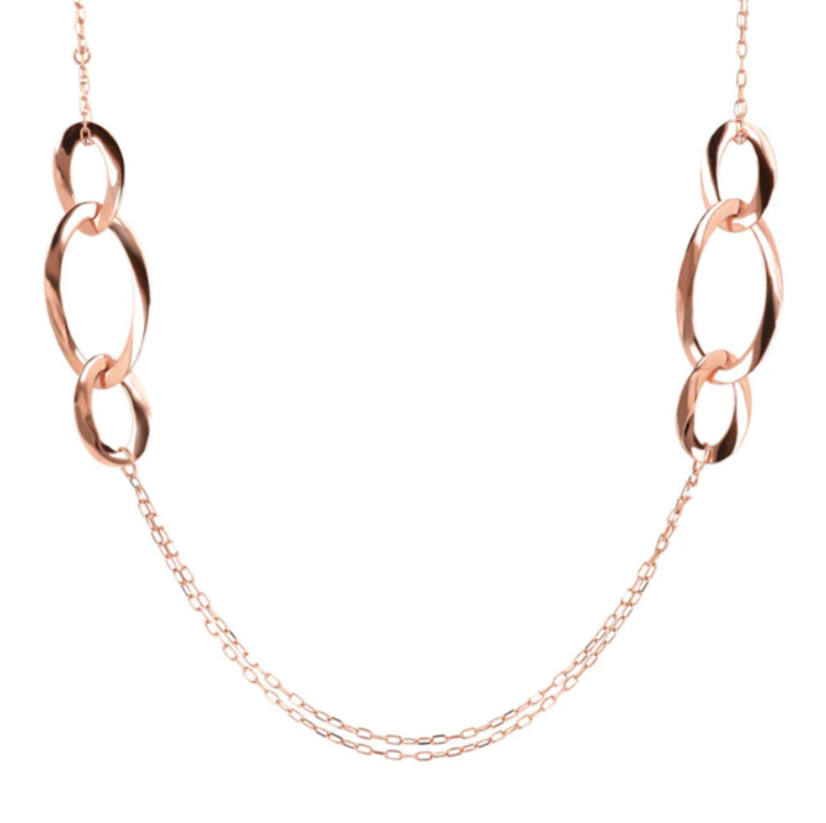 Golden Rose Oval Elements Station Necklace