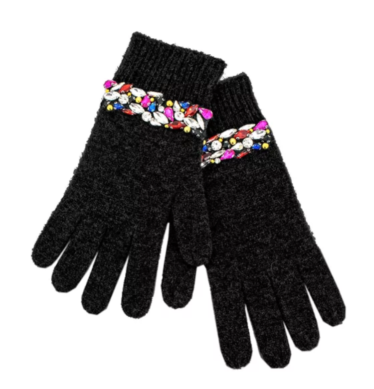 Knit Gloves with Crystals