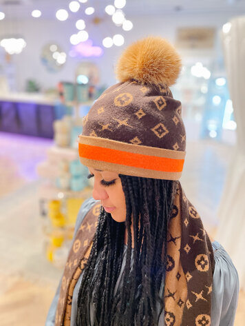 Monogram Hat Fox Pom