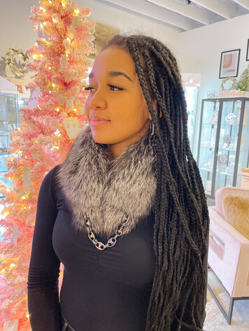 Fur Collar with Gunmetal Chain