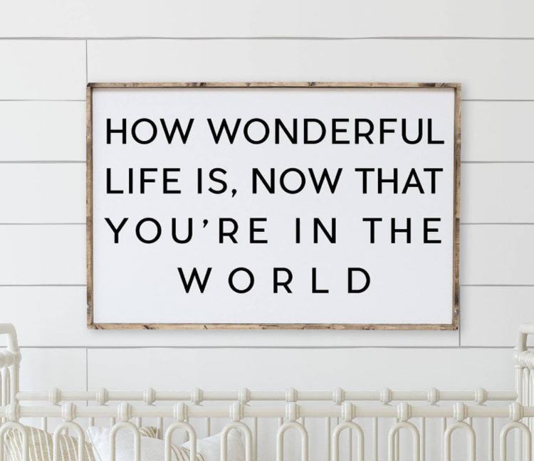 How Wonderful Life is Now That You're in the World Sign