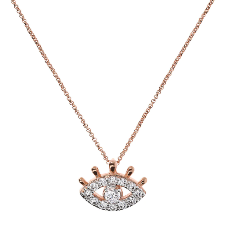 Pave Eye Pendant with Small Rolo