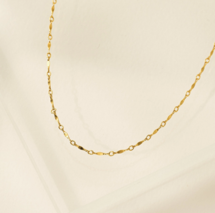 Dapped Bar Chain Gold-Filled Necklace