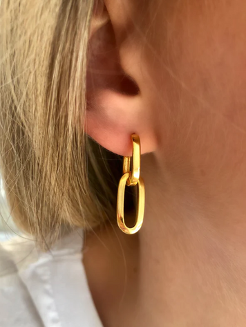18K Yellow Gold Vermeil Chain Link Huggie Hoops