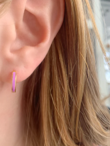 18K Yellow Gold Vermeil Enamel Huggie Hoops